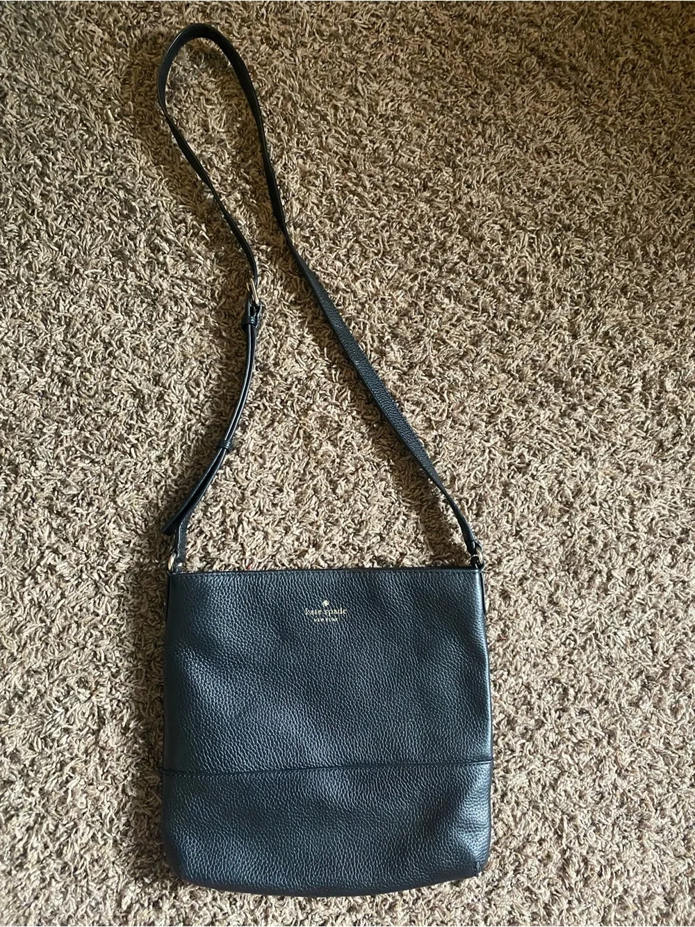 kate spade Black Pebbled Leather Messenger Crossbody